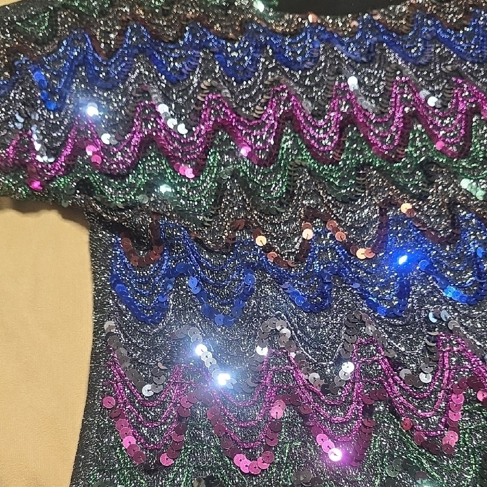 Dazzling Sequin Zigzag Blouse - Multicolor - image 3